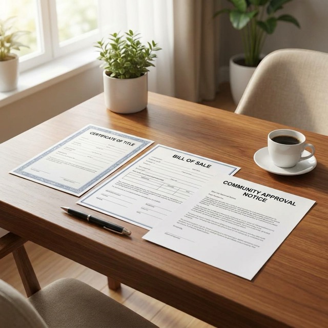mobile home sale documents Minnesota - title, bill of sale, and park approval paperwork
